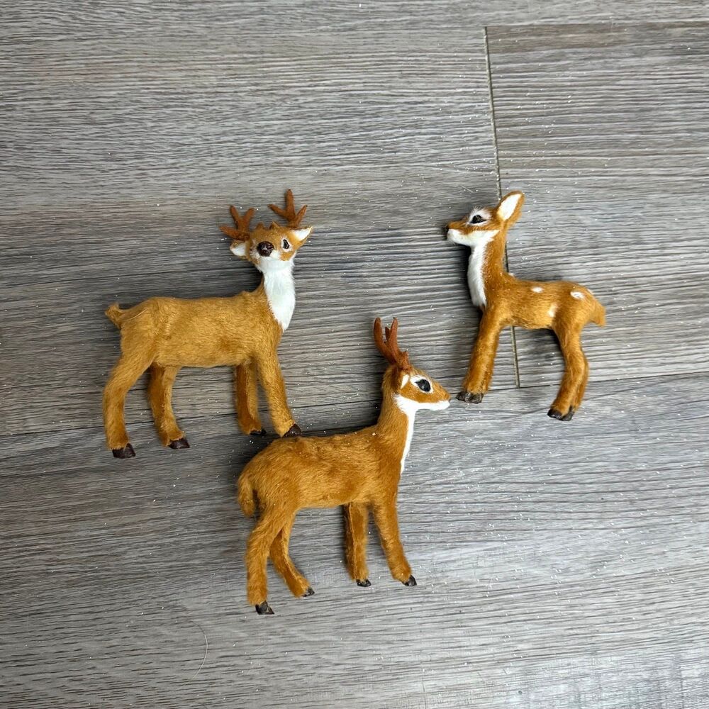 Mini reindeer fawn figurines tan brown